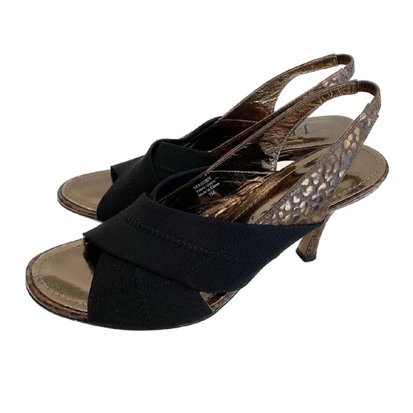 J. Renee Massey Black Open Toe Sling Back Heels Size 7 - Picture 3 of 11